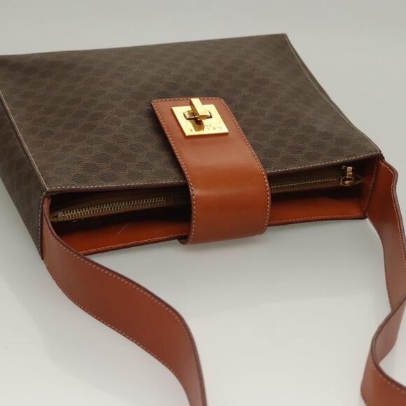 CELINE Macadam Canvas Shoulder Bag Pvc Leather Brown Gold - Picture 6 of 13